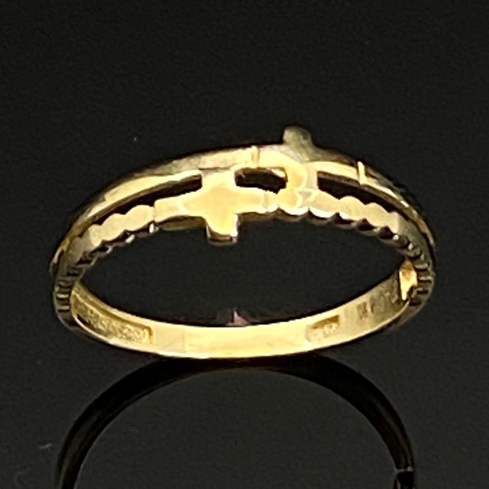 Solid 14k Yellow Gold Double Cross Ring 7''